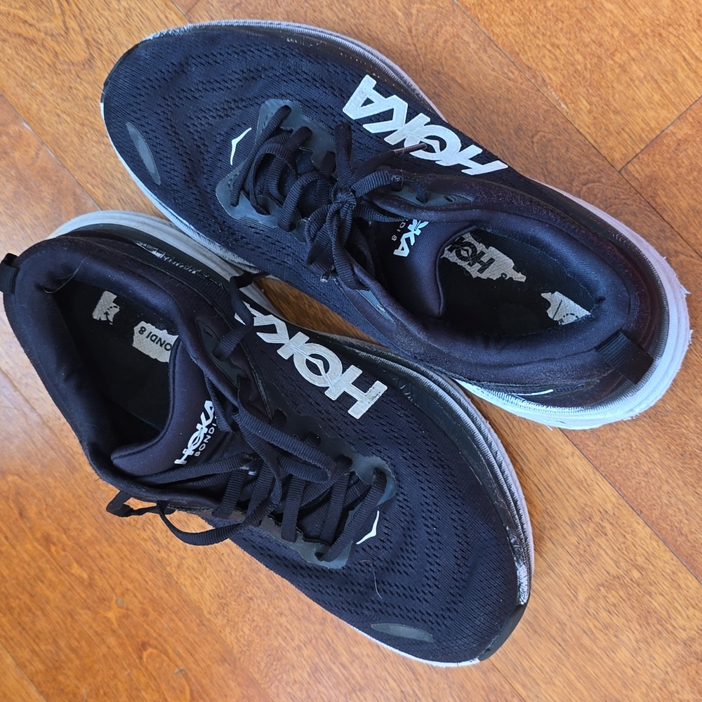 Hoka Bondi 8 Black and White Athletic Shoes size 8.5D - Picture 7 of 7